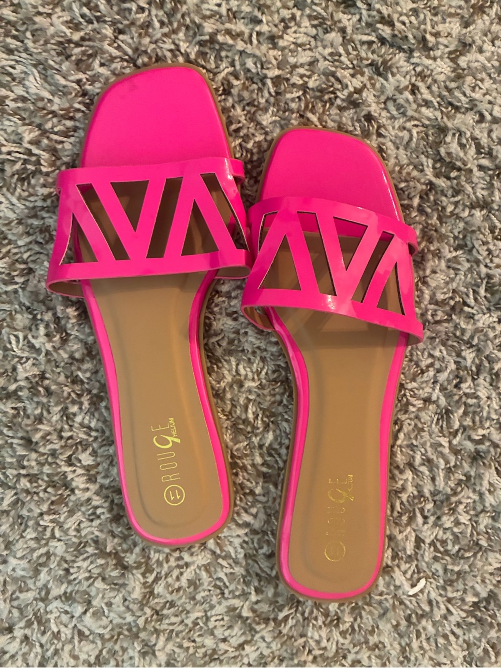 Rouge Helium Hot Pink Cutout Slide Sandals